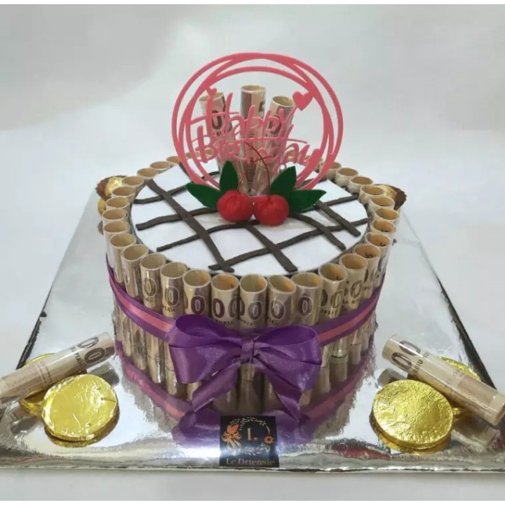 Bucket Money Cake Pecahan Rp.5.000/ Kue Uang Asli / Bouquet Bunga Bucket Uang / Hadiah Ulang Tahun /