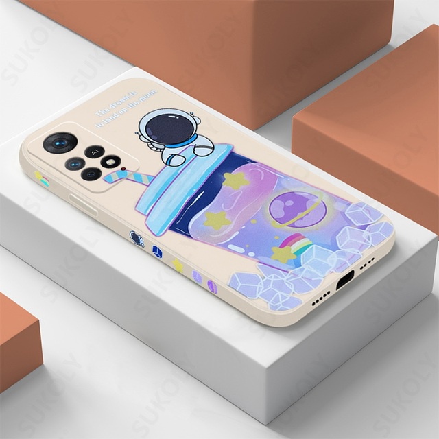 XIAOMI Case Bentuk Kotak Desain Astronot Es Krim NFC X3 Pro Poco M3 M2 Redmi Note 7 Pro Note 8 Pro Note 9 Pro Note 10 Pro Note 11 Pro Redmi 8 9 10 9A 9T 9T 9T