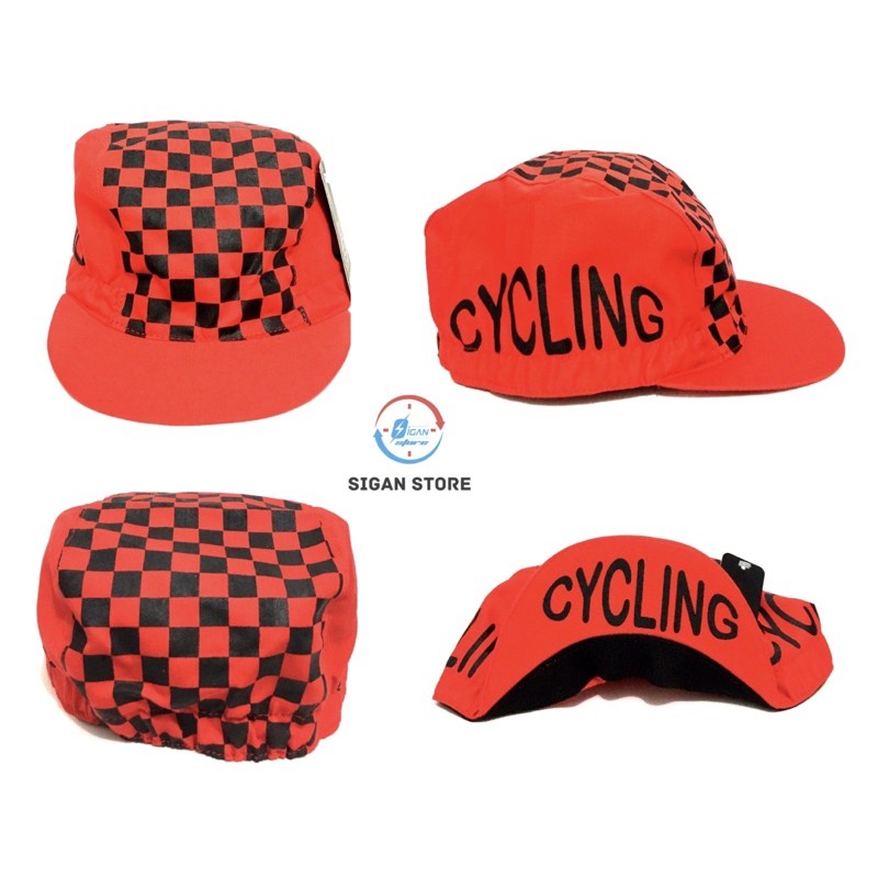 Cycling Cap Motif Catur Keren