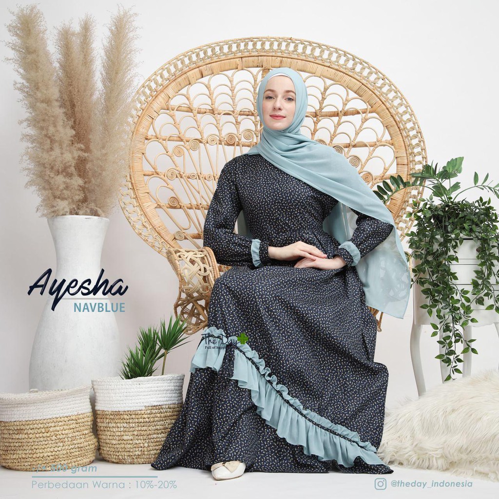 Gamis Ayesha Navblue - the day - gamis kondangan