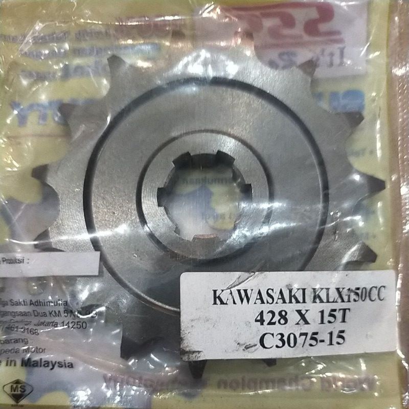 SSS GEAR GER DEPAN 428 520 JUPITER VIXION R15 MEGAPRO GL CB150R SUPRA SATRIA FU SMASH SHOGUN GIR FRONT SPROCKET-Sss 428x15 KLX.kaze