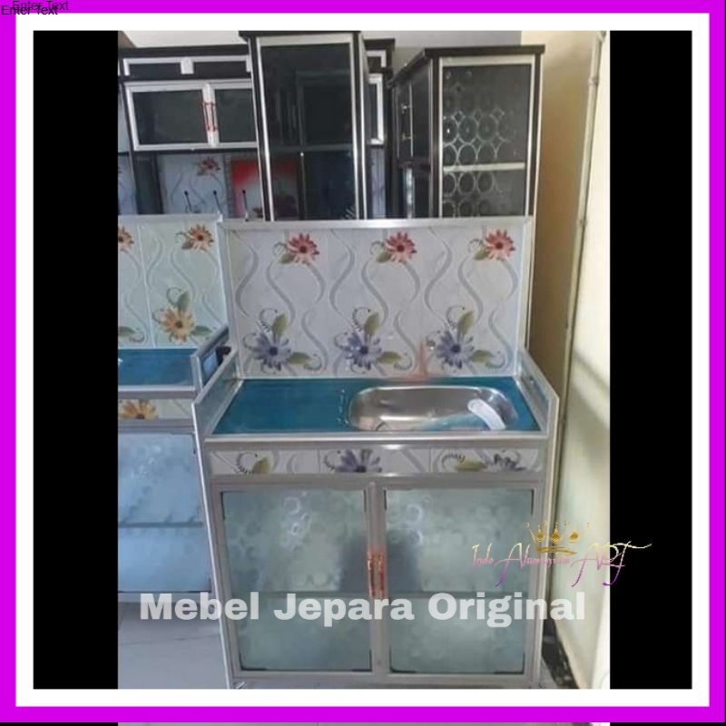 Wastafel & Rak Piring Pintu 2 Kaca Aluminium