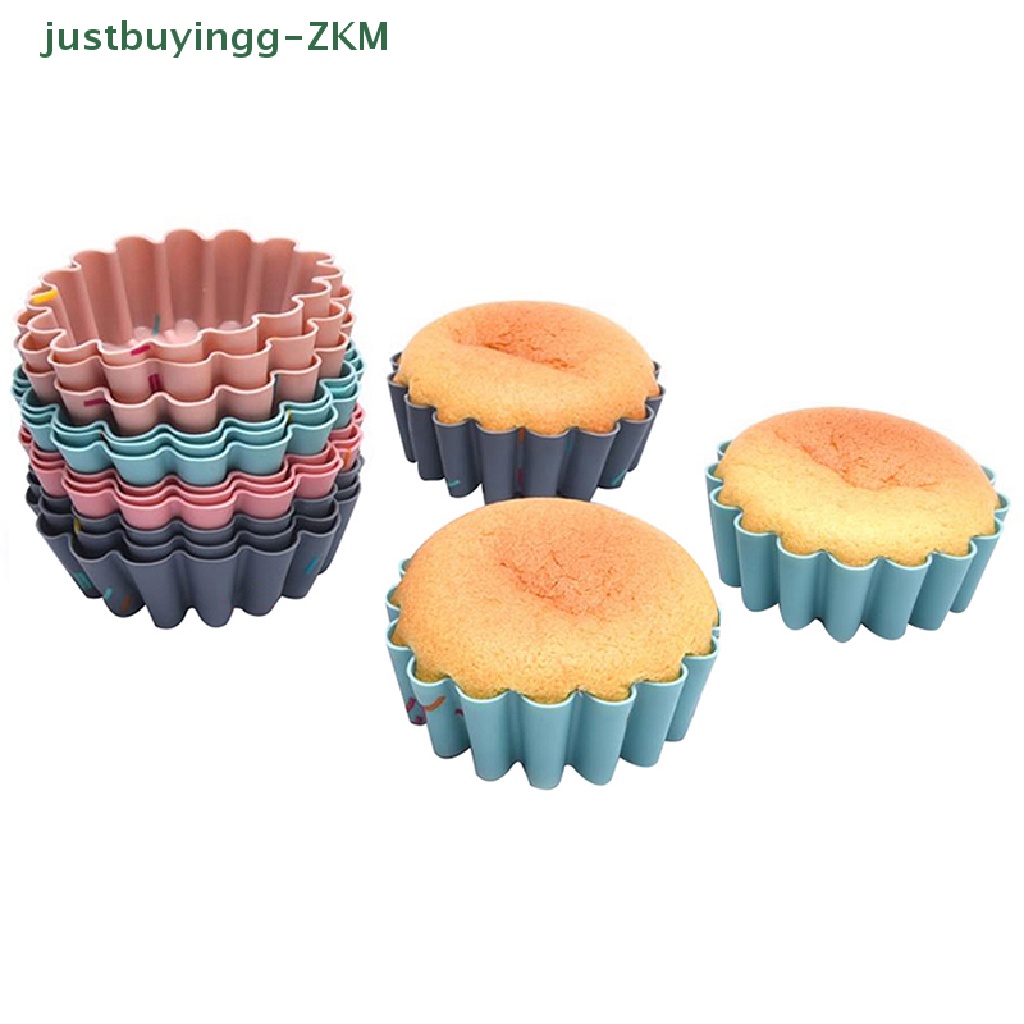 6 Pcs Alat Cetakan Kue Muffin Cupcake Bahan Silikon Food Grade Dapat Digunakan Kembali Untuk Dapur