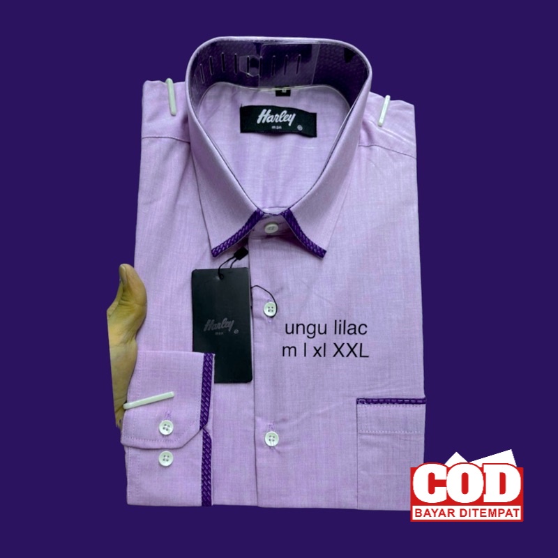 Bukn Alisan Ready stock! Kemeja lengan panjang harley warna lilac soft / ungu muda lilak Flannel Mur