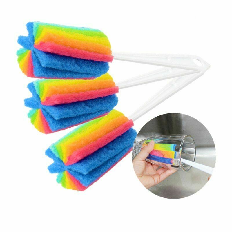 [Long-handled Sponge Multicolored Cup Brush] [Kitchen Dishwashing Brush, Cleaning Brush For Tableware And Kitchenware] [Household Cleaning Brush]