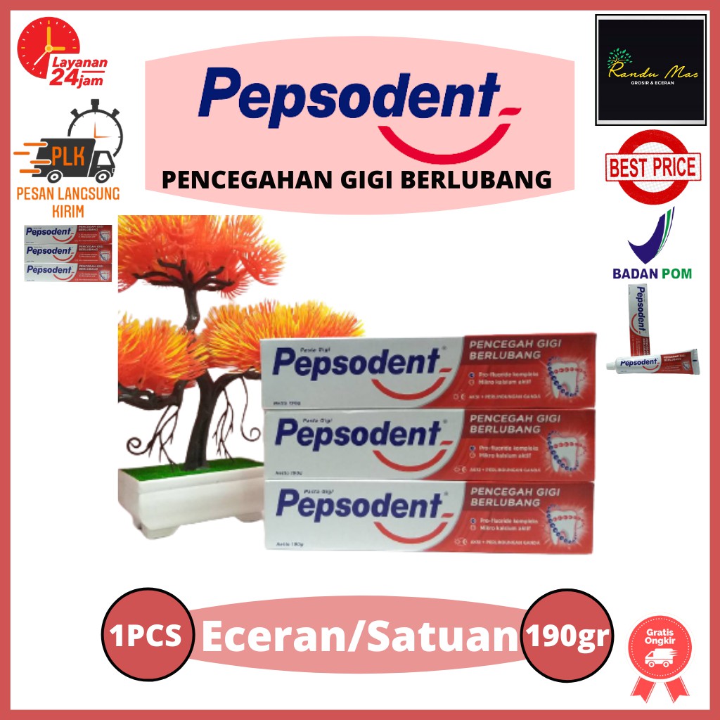 Pepsodent Pasta Gigi 190gr Pencegah Gigi Berlubang Toothpaste Whitening PastaGigi Pemutih Original