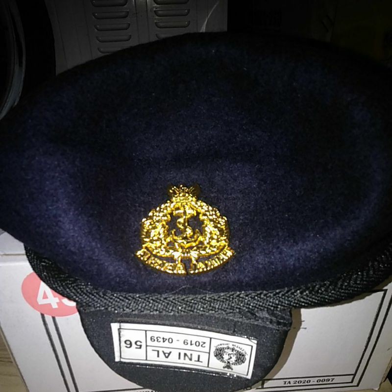 Baret jatah TNI AL warna biru Dongker plus emblem
