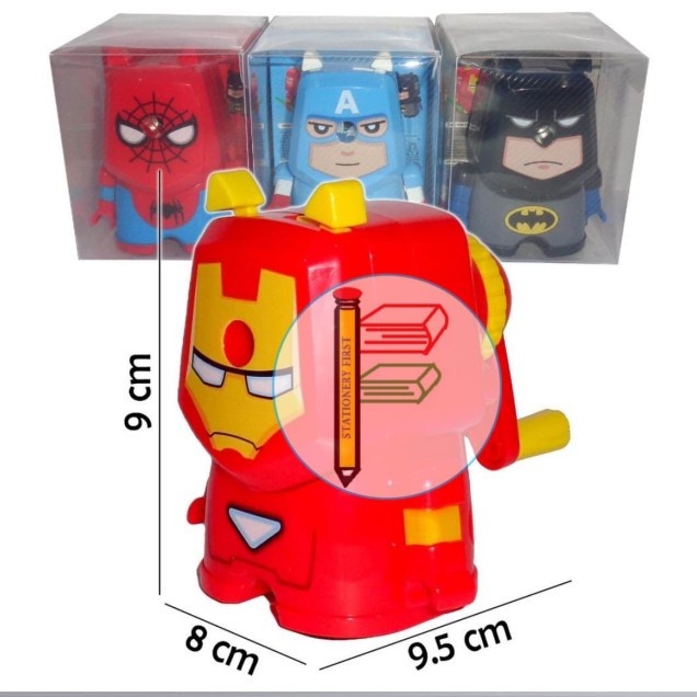 Rautan Putar Pensil Super Hero Batman IronMan Captain Americ Spiderman