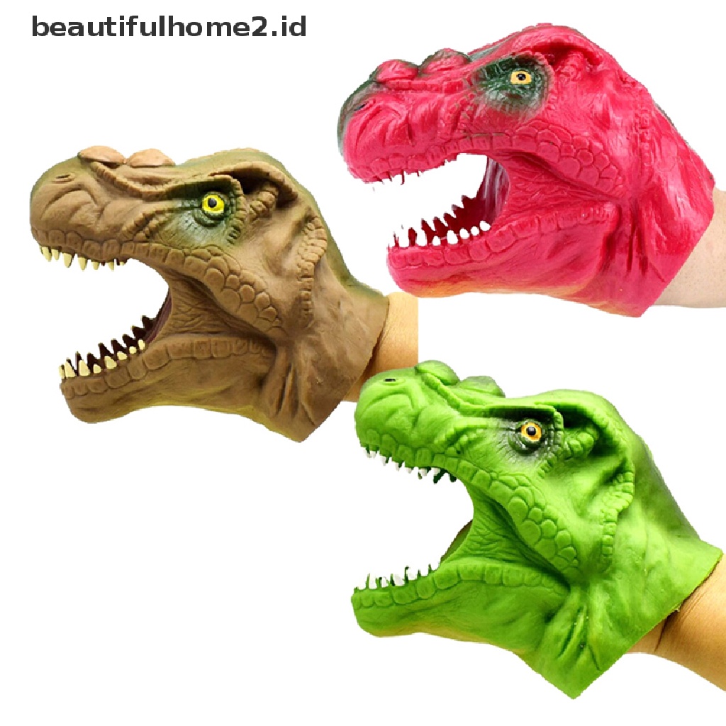 (Beautifulhome2.Id) Mainan Boneka Tangan Bentuk Kepala Dinosaurus Bahan Vinyl Lembut Untuk Hadiah Anak