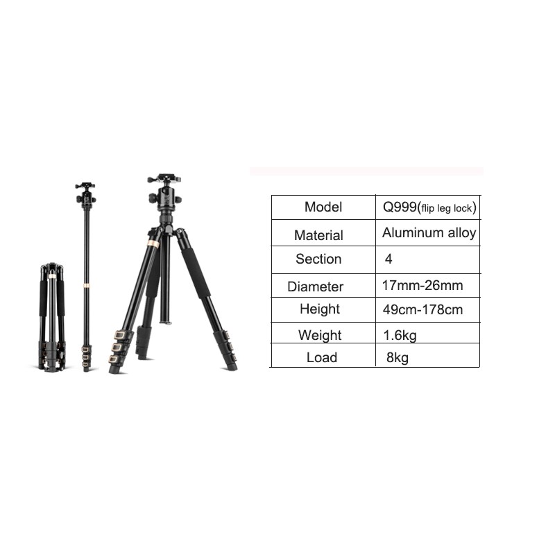 Beike Q-999 Tripod Professional Video Alumunium Tripod Q999