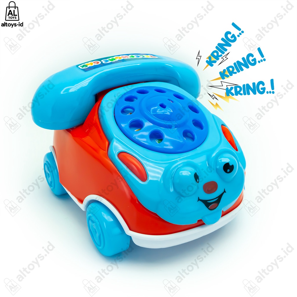 Mainan Mobil Tarik Telephone Berjalan Dan Berbunyi Kring Mainan Teether Rattle Telephone Kerincingan LT119