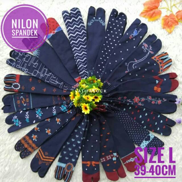 Kaos Kaki Muslimah Motif Warna Nevi Bahan Nilon/Kaoskaki Jempol/Kaoskaki Perempuan/Kaoskaki Wanita Dewasa