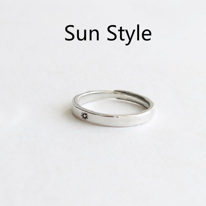 Cincin Pasangan Simple Model Bulan / Matahari / Hati Untuk Pria / Wanita