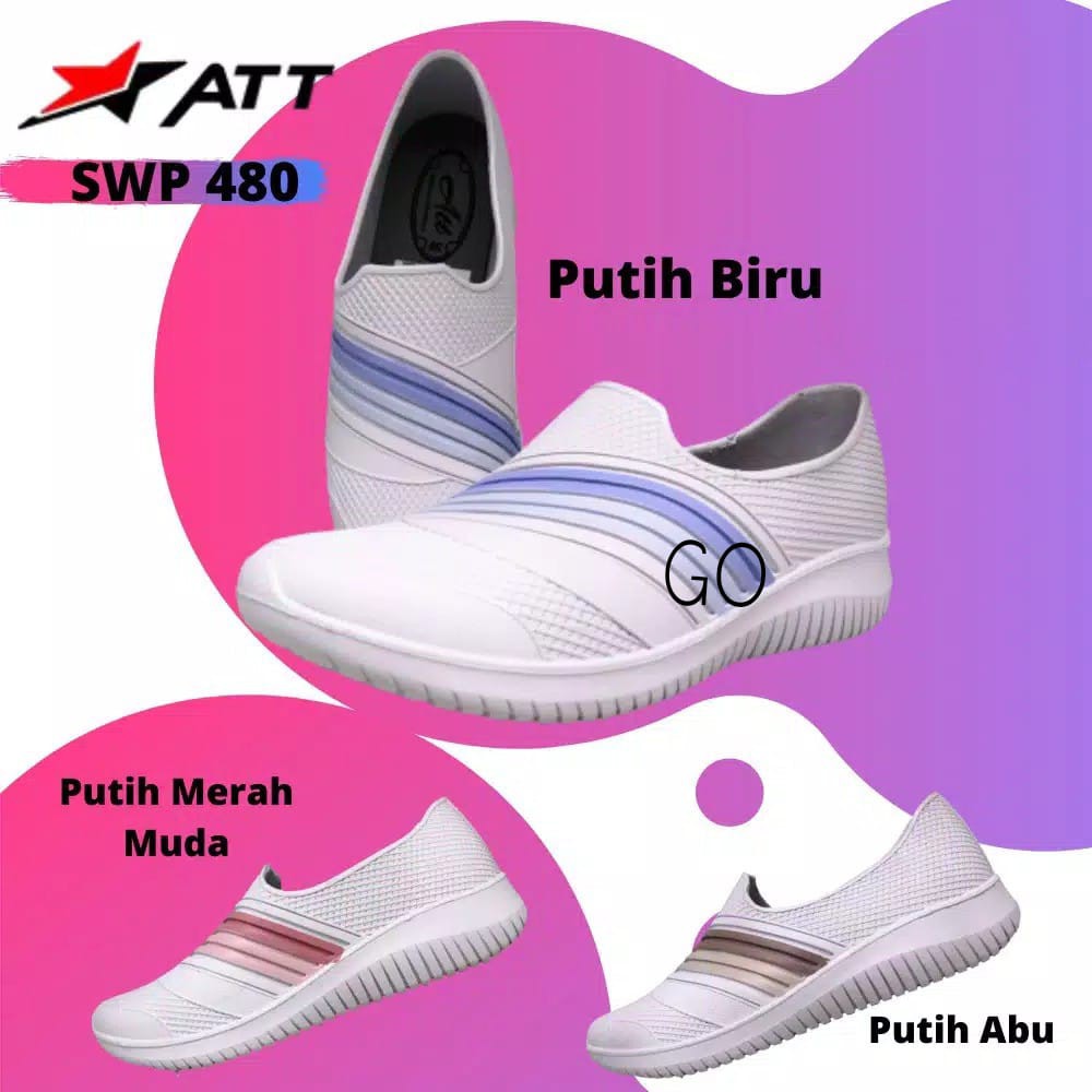 gos ATT SWL 481 &amp; SWL 482 Sepatu Karet Wanita Santai Slip On Anti Air Lentur Nyaman Kuat Ringan