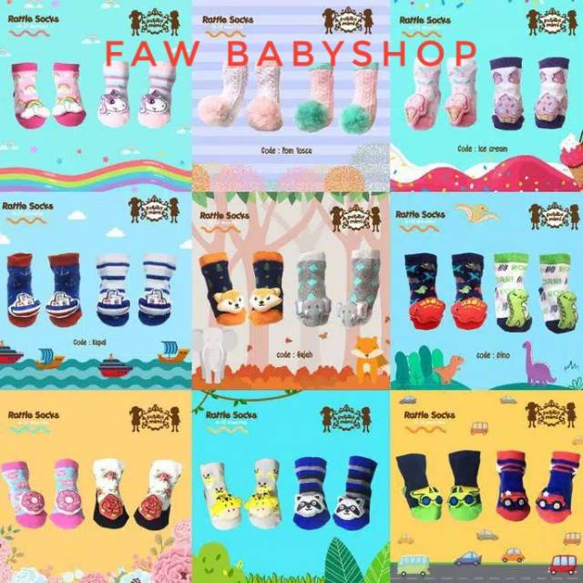 2 Psg Kaos Kaki Rattle Socks Bayi PETITE MIMI 0-12 bulan HIGH QUALITY