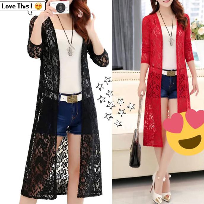 OUTER WANITA BRUKAT PANJANG CANTIK. CARDIGAN