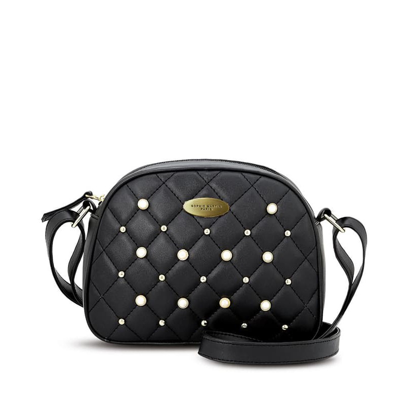 TAS SELEMPANG WANITA KECIL SOPHIE MARTIN HITAM KULIT SORET T4851B5 O A