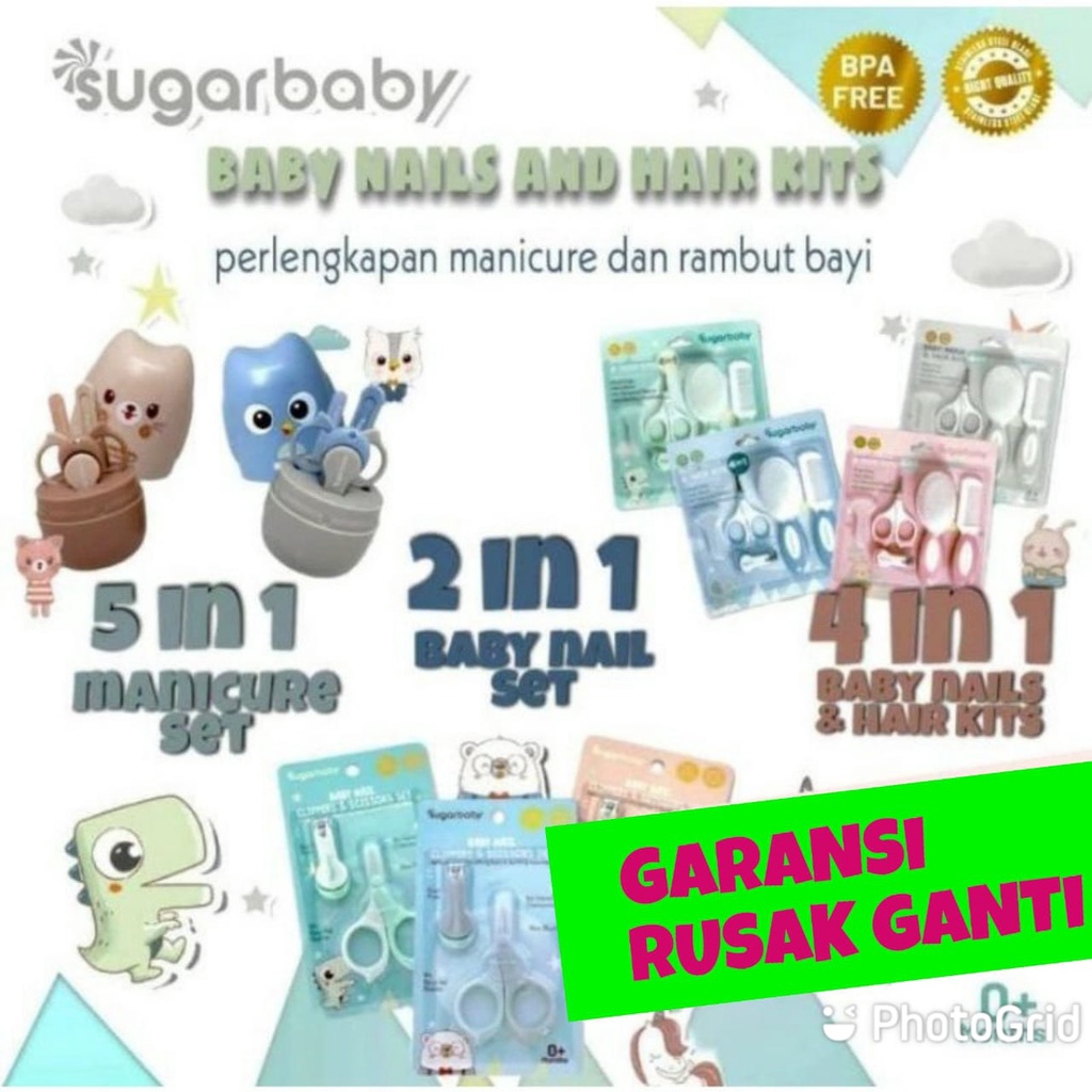 Sugarbaby 5in1 Manicure Set Nature Series (Perlengkapan Manikur Bayi 5in1) gunting kuku isi 5 manicure bay baby Manicure Set | Gunting Kuku Manikur Set Bayi Dewasa Gunting kuku bayi SET BABY CARE ISI 5 PCS / Baby nail clipper set Gunting kuku bayi Nail cl