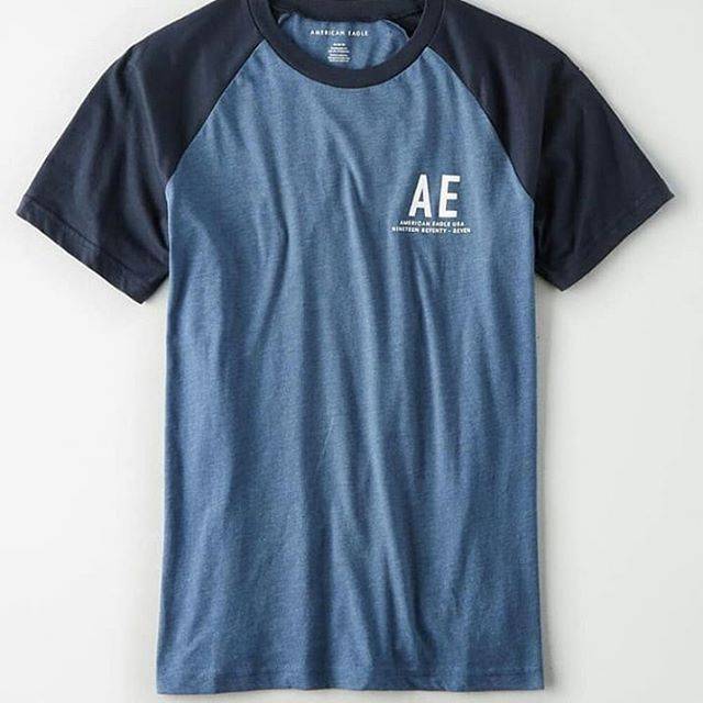 KAOS/BAJU American Eagle Font Tee Chest Logo Blue navy