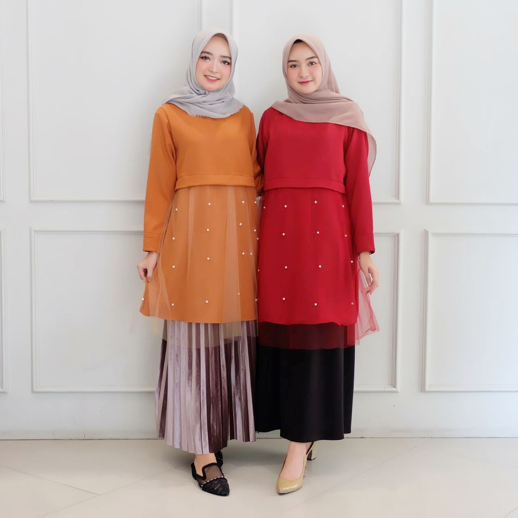 kirani Tutu Tunik maroon / mocca / Termurah / Terlaris / Best seller / tile mutiara / promo