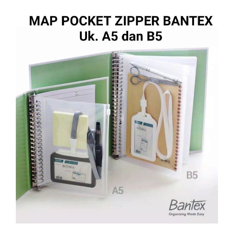

Map Pocket Zipper Bantex Bening Transparan Multifungsi A5 dan B5