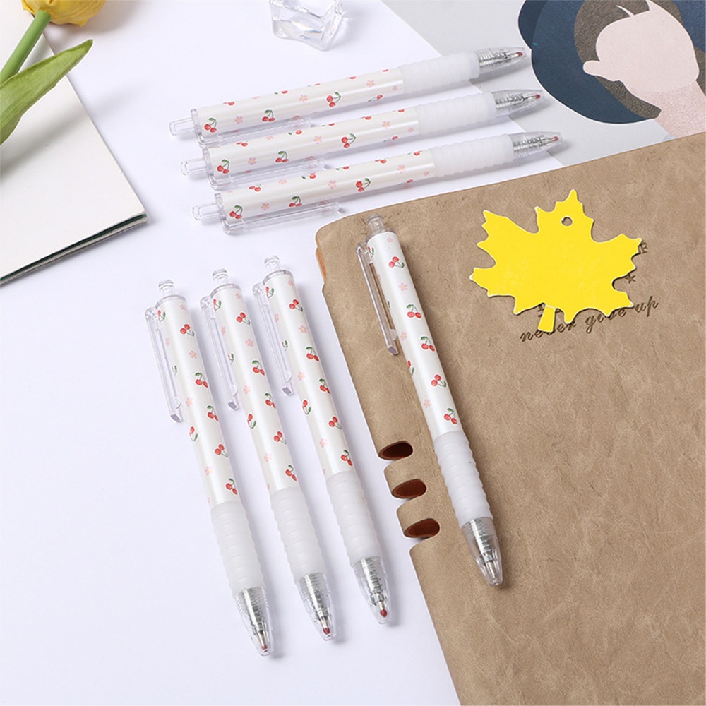 【COD Tangding】3pcs/set Creative Fruit Neutral Pressure Pen Student Stationery Cherry Pen Office Supplies Signature Pen