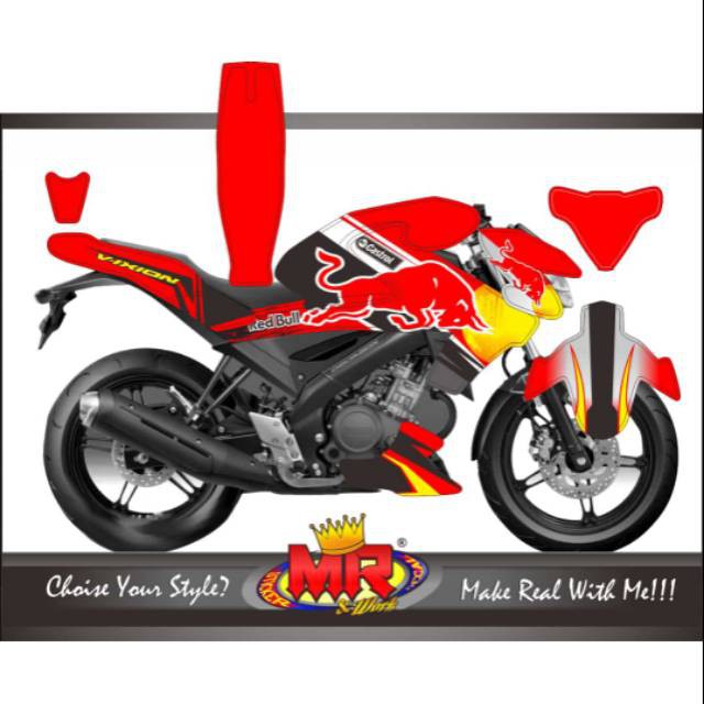 Decal Premium Vixion R - All New Vixion redbull merah Stiker Sticker full body terbaru 01 spec A