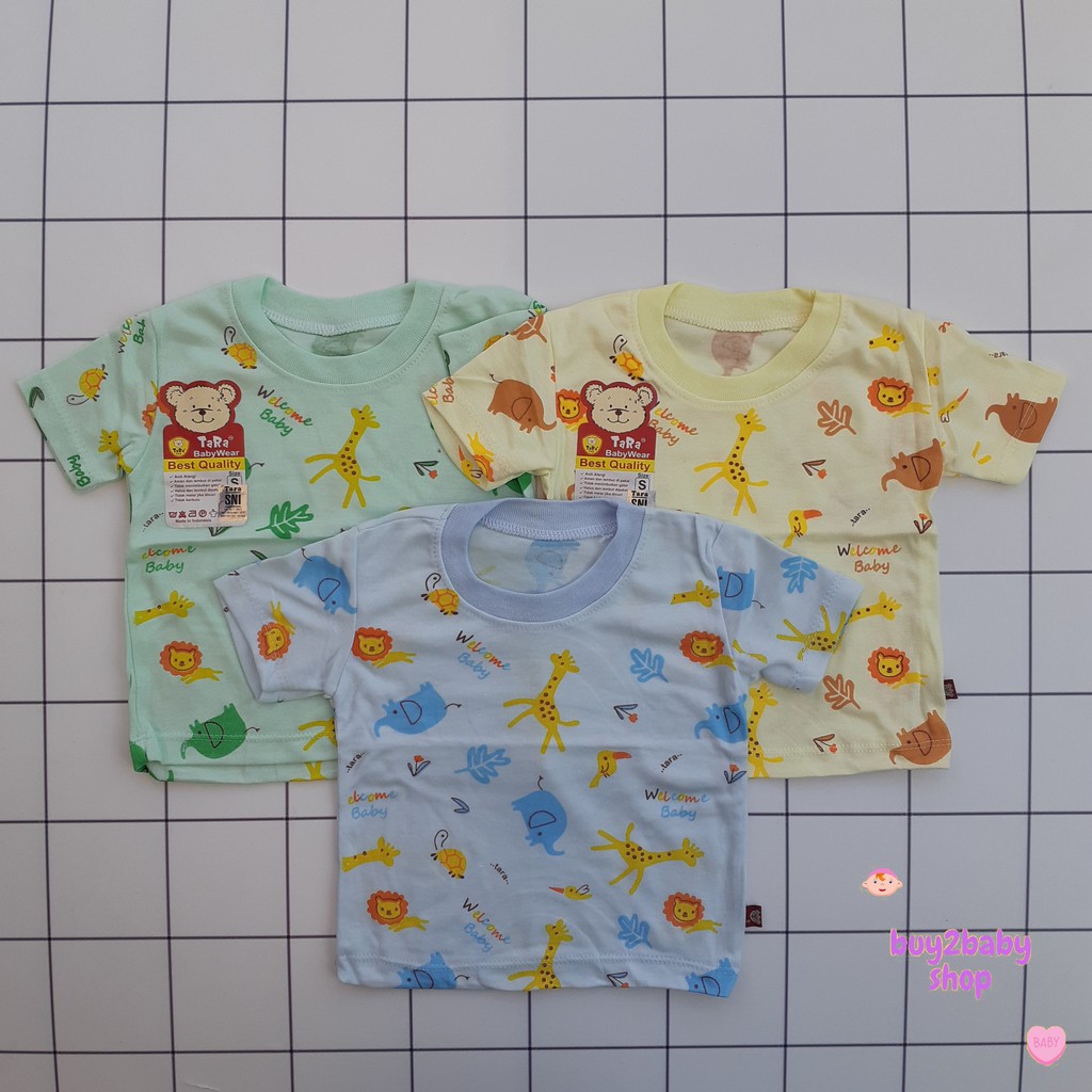 Kaos oblong bayi lengan pendek Tara Baby Size S, M, L Isi 1 PCS