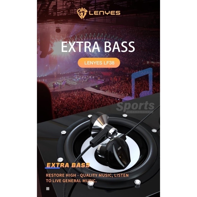 Handsfree Internasional LENYES LF38 FREE Box Handsfree Premium Extra Bass