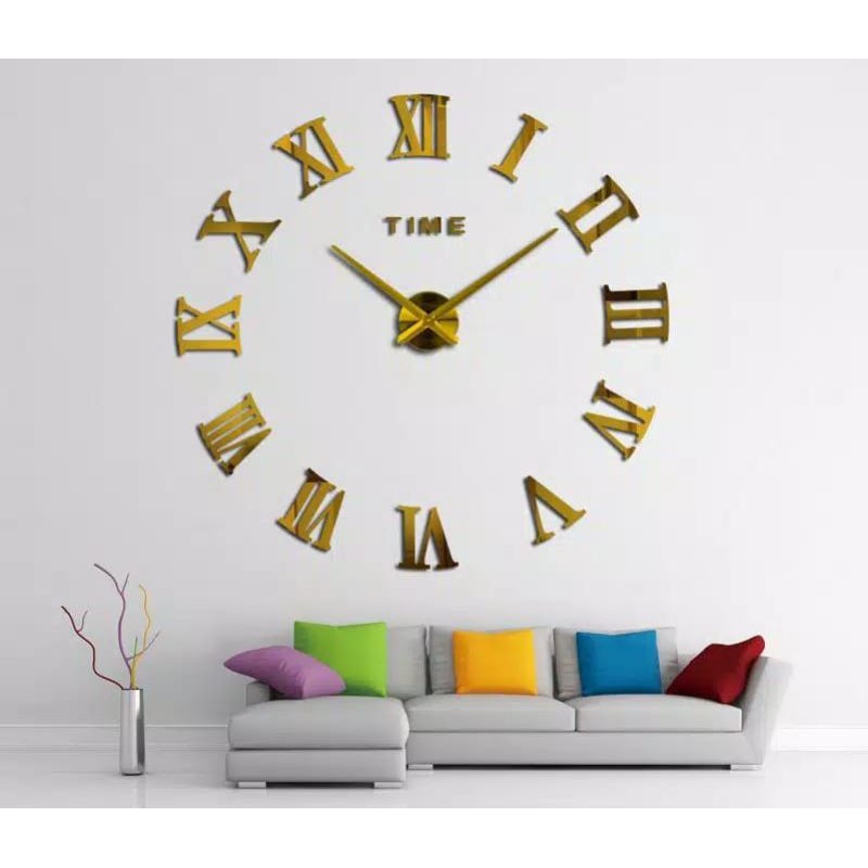 hiasan dinding jam dinding jumbo diy 150cm jam dinding besar dan jumbo jam dinding tempel tembok pajangan dinding hiasan jam dinding aesthetic dinding ruang tamu jam dinding unik jam dinding murah jam dinding gold-2