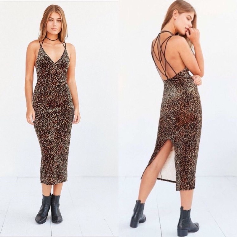 Urban Outfitters Ecote Bellatrix Velvet Bodycon Midi Dress