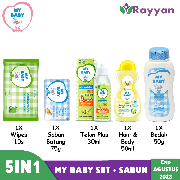 My Baby Gift Set Bag 5in1|Paket Lengkap Perlengkapan Mandi Bayi|Kado Gift Set Baru Lahiran|Paket Bepergian Bayi Travel Perjalanan|My baby 1 Paket Lengkap Murah-1