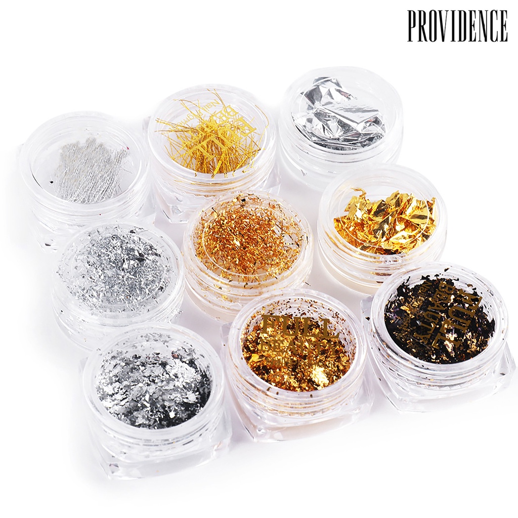 Providence 1 Box Ultra Thin Metallic Nail Foil Bright Color Irregular Crafts Making Gold Foil Flakes Makeup Accessories