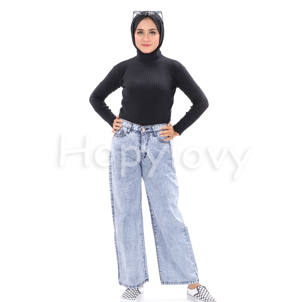 HOPYLOVY - Celana Kulot Jeans Wanita BF Neola