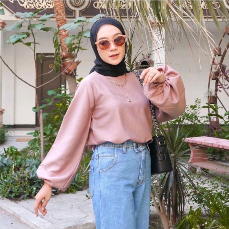BLOUSE WANITA BALON BLOUSE WANITA LENGAN BALON BLOUSE WANITA LENGAN BALON POLOS TOP BLOUSE ATASAN BA