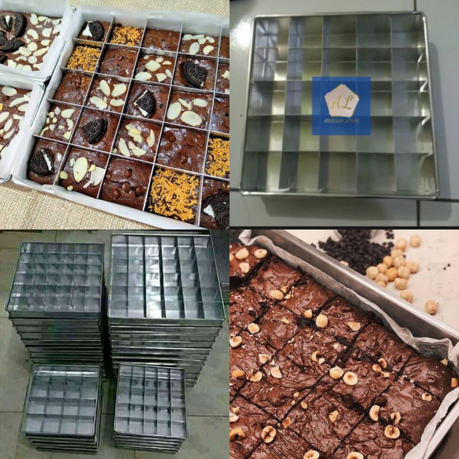 Loyang Kue Brownies Sekat ISI 25 / Cetakan Kue Sekat 20X20 cm