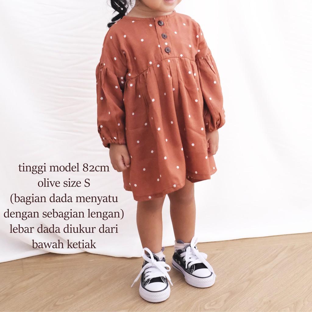 OLIVE SHORT DRESS - COTTONELI Blus Tunik Baju Atasan Tunik Anak Bayi Rayon Panjang Bolak Balik