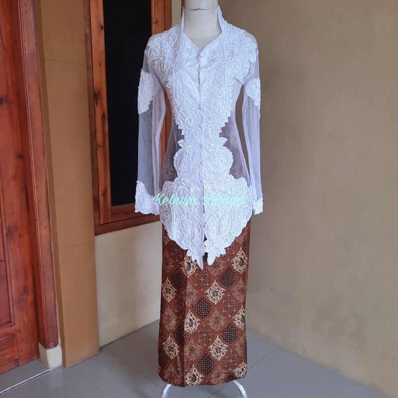 Kebaya Tangan Panjang Full Payet + Rok Batik / Kebaya Pengantin Wanita / Setelan Kebaya Pengantin / Kebaya Akad / Kebaya Wanita