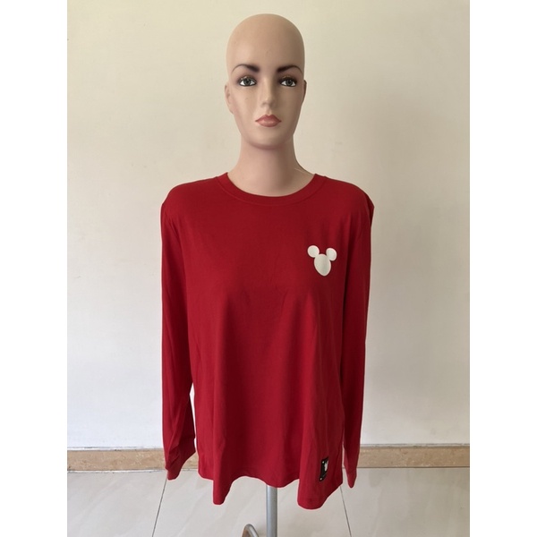 GIORDANO SPECIAL EDITION Original Kaos Lengan Panjang Wanita Mickey Mouse Minnie Merah