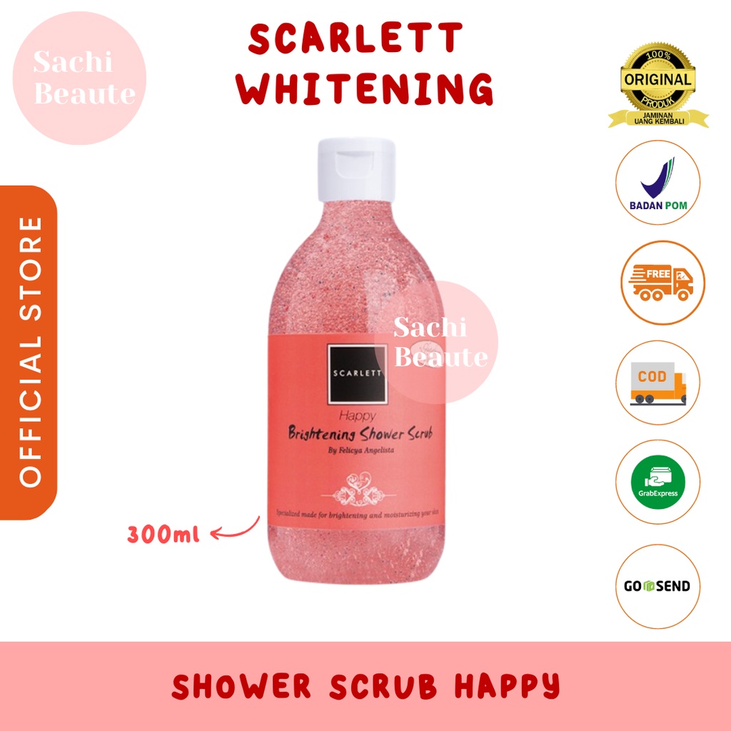 Scarlett Whitening Shower Scrub Happy  Scarlet Skarlet Sachi Beaute