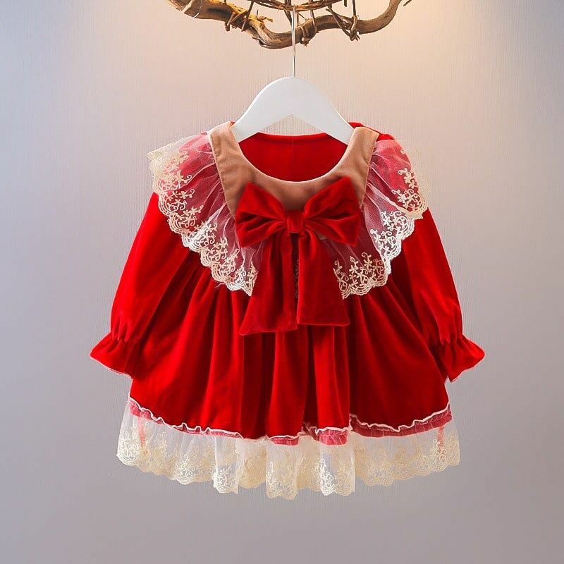 DRESS ANAK BAYI LUXURI RENDA IMPORT, DRESS ANAK BAYI BLUDRU MIX FURING BRUKAT-2