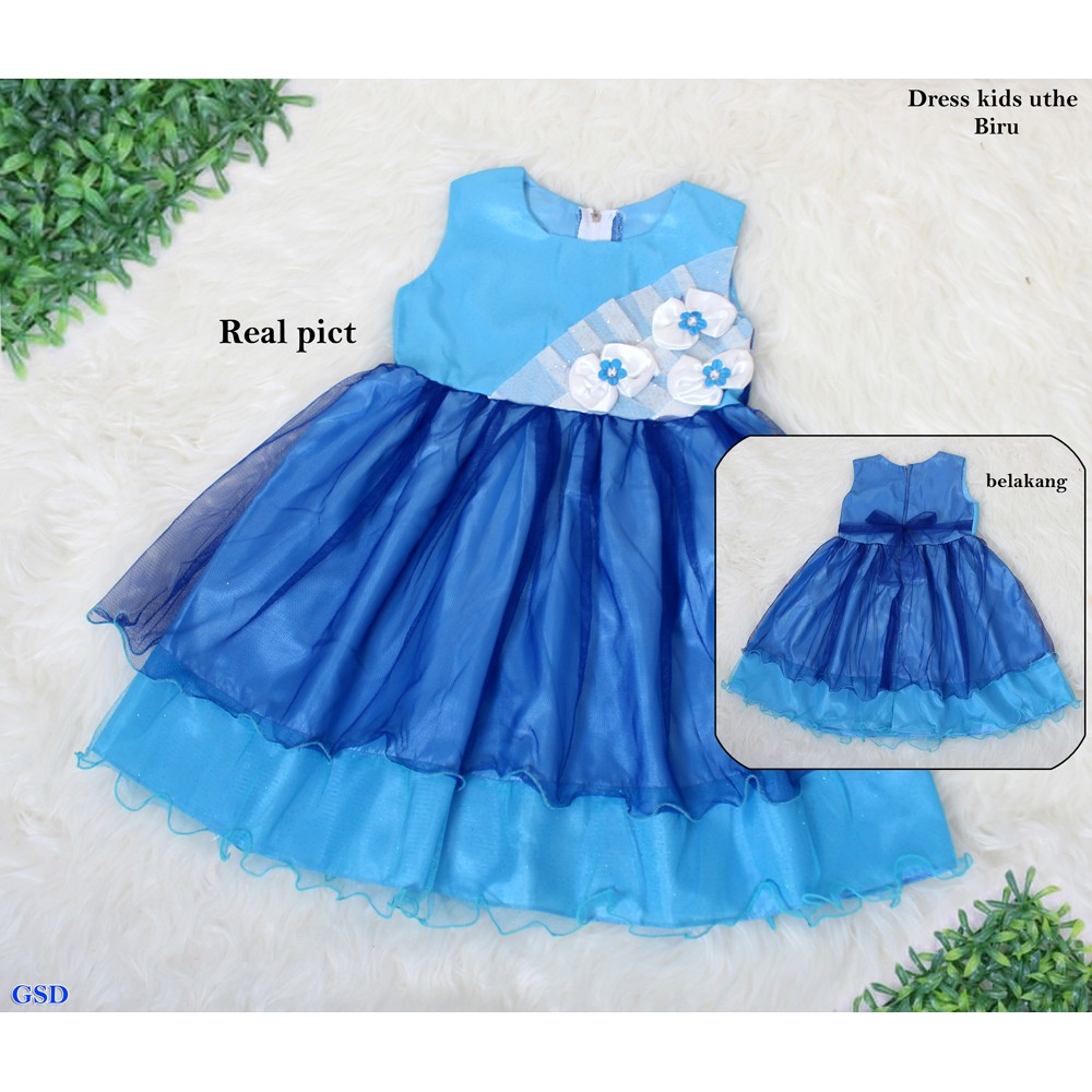 Dress Kids Uthe/Baju Terusan Dress Anak 3tahun/Dress Pesta Motif Bunga/Terusan Midi Mini Dress Anak