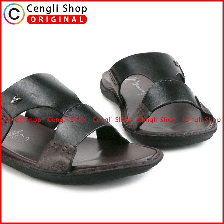 PLAYBOY SANDAL KULIT CASUAL PRIA ORIGINAL TERBARU BRANDED HITAM PLD4