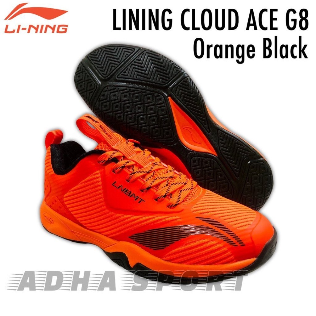 Sepatu Badminton Cloud Ace G8 / 8 / VIII Orange Black Original Bulutangkis Store Surabaya Adha Sport