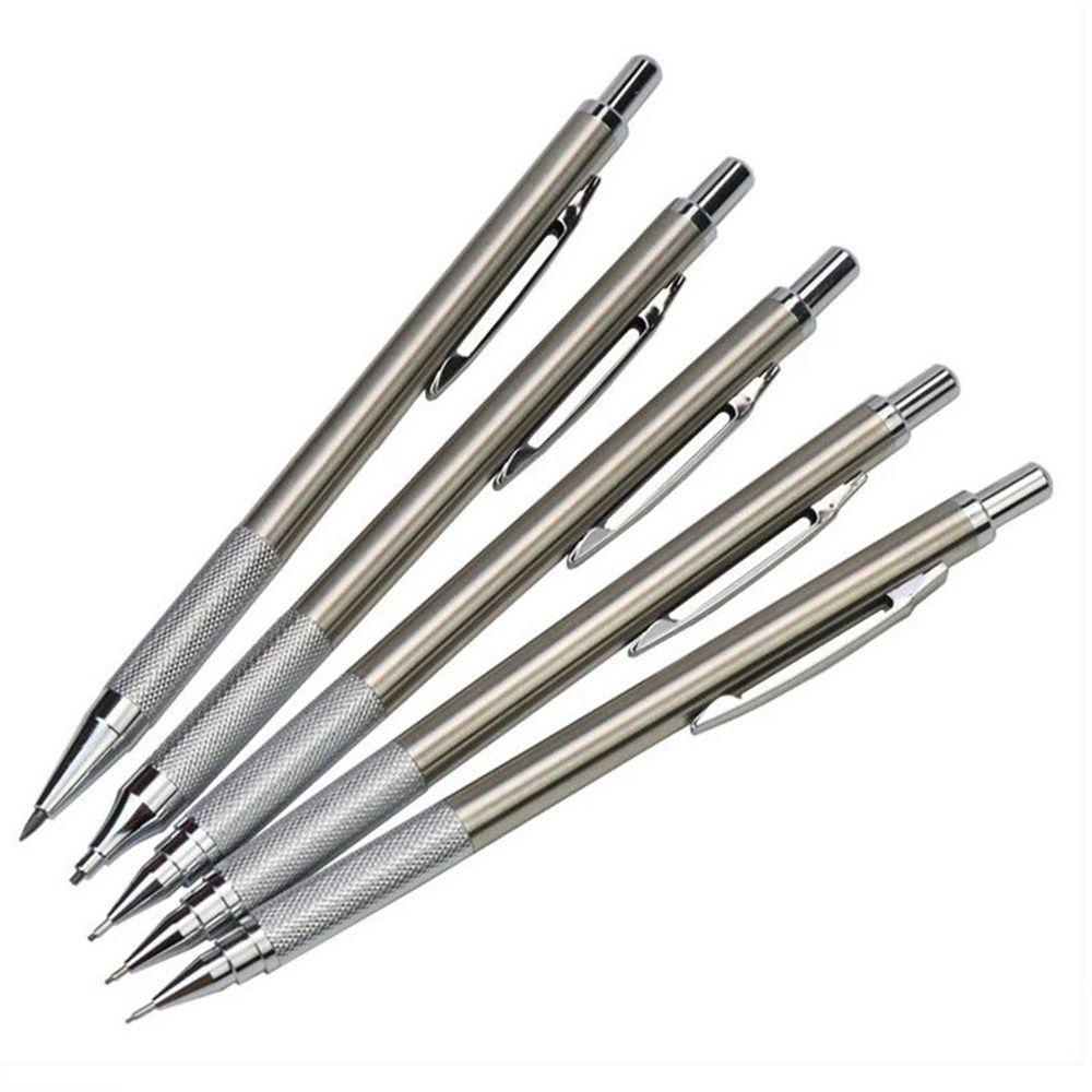 Pensil Mekanik Otomatis 0.5 / 0.7 / 0.9 / 1.3 / 2.0mm Bahan Stainless Steel Untuk Menggambar Sketsa