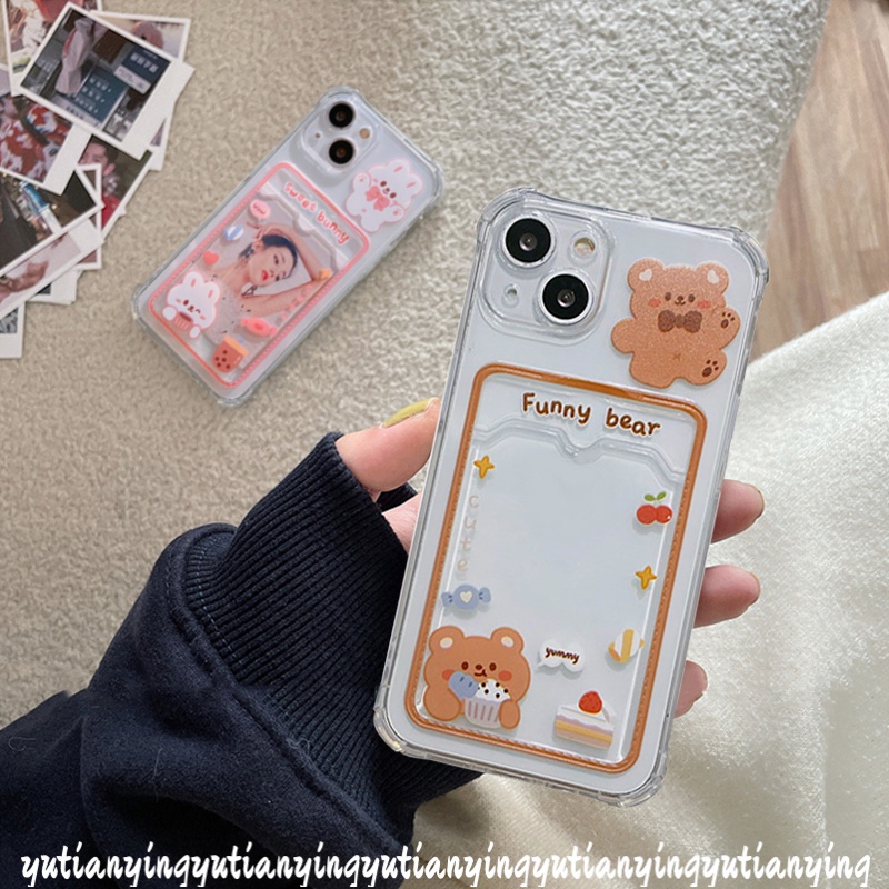 Soft Case Bahan TPU Desain Beruang Dan Kelinci Untuk IPhone XR X XS Max 7 8 6 6s Plus 11 12 13 Pro Max SE 2020