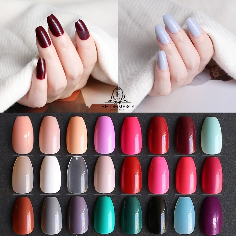 KUKU PALSU FAKE NAILS COFFIN BALERINA GLOSSY STYLE 24PCS BAG 2