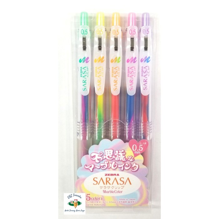 

Star Pulpen Gel Zebra Sarasa Clip 0.5 Marble Color Set 5 Pcs Hemat