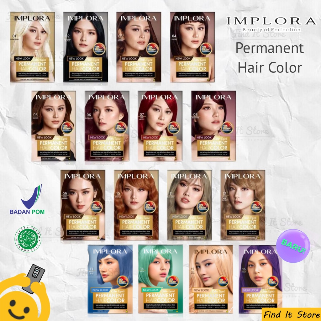 Implora Permanent Hair Color | Cat / Pewarna Rambut | BPOM