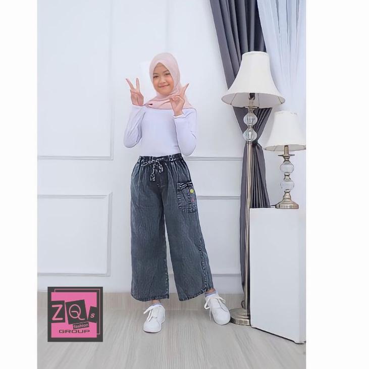 Hot Sale Celana Kulot Jeans Anak Perempuan Umur 4 -12 Tahun  Celana Jeans Kulot Anak Perempuan Kekin